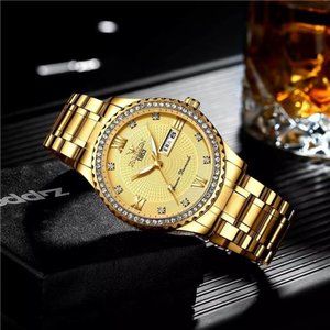 Gold Watch for Men Relojes De Hombre Stainless Steel Quartz Analog Dress Watches